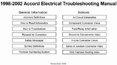 Accord 1998-2002 Electrical Troubleshooting Manual