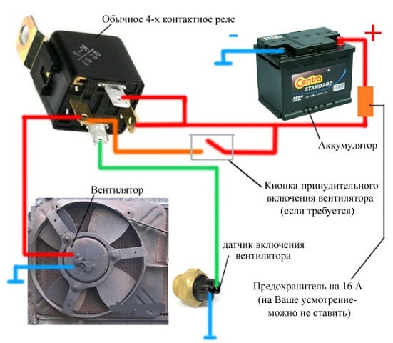 Схема подключения датчика в системе охлаждения