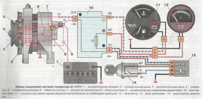 схема реле зарядки ВАЗ-2106