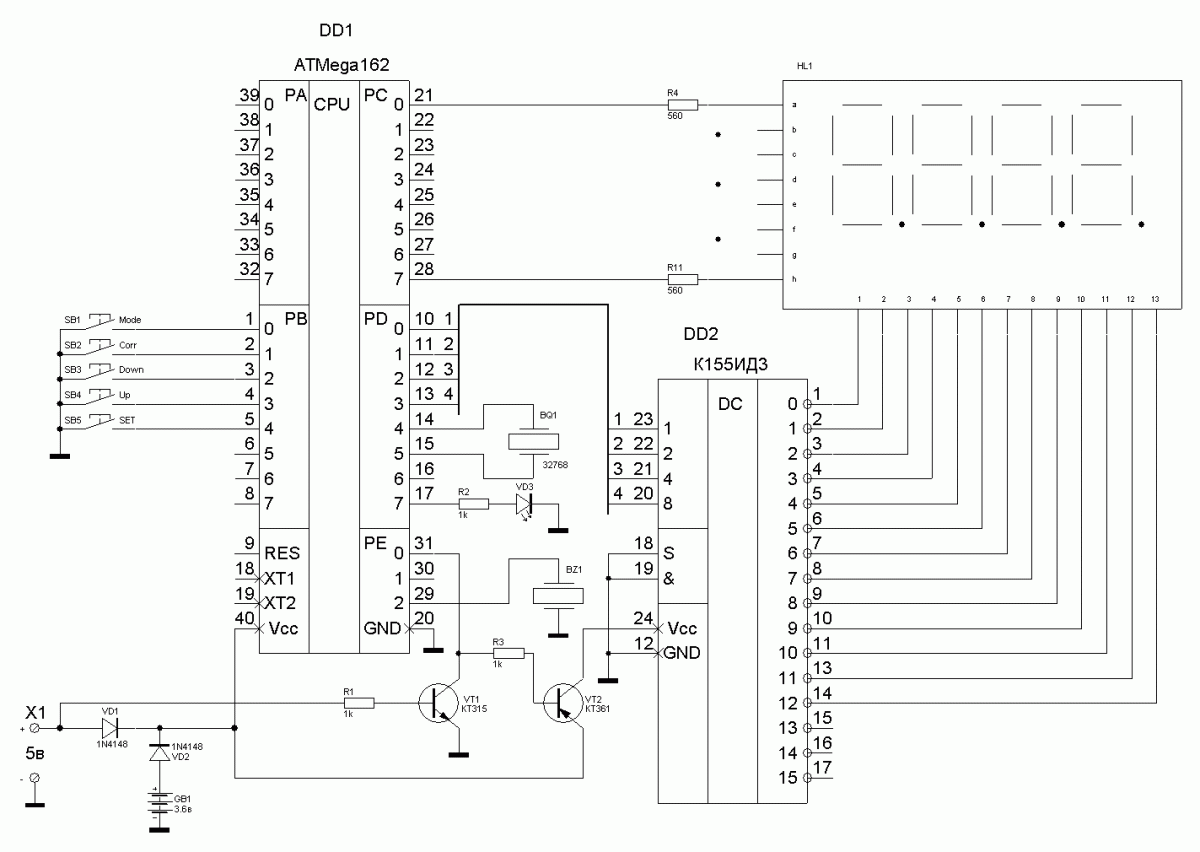 Atmega16 схема включения