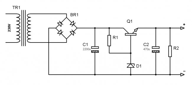 Блок питания на стабилитроне и транзисторе
